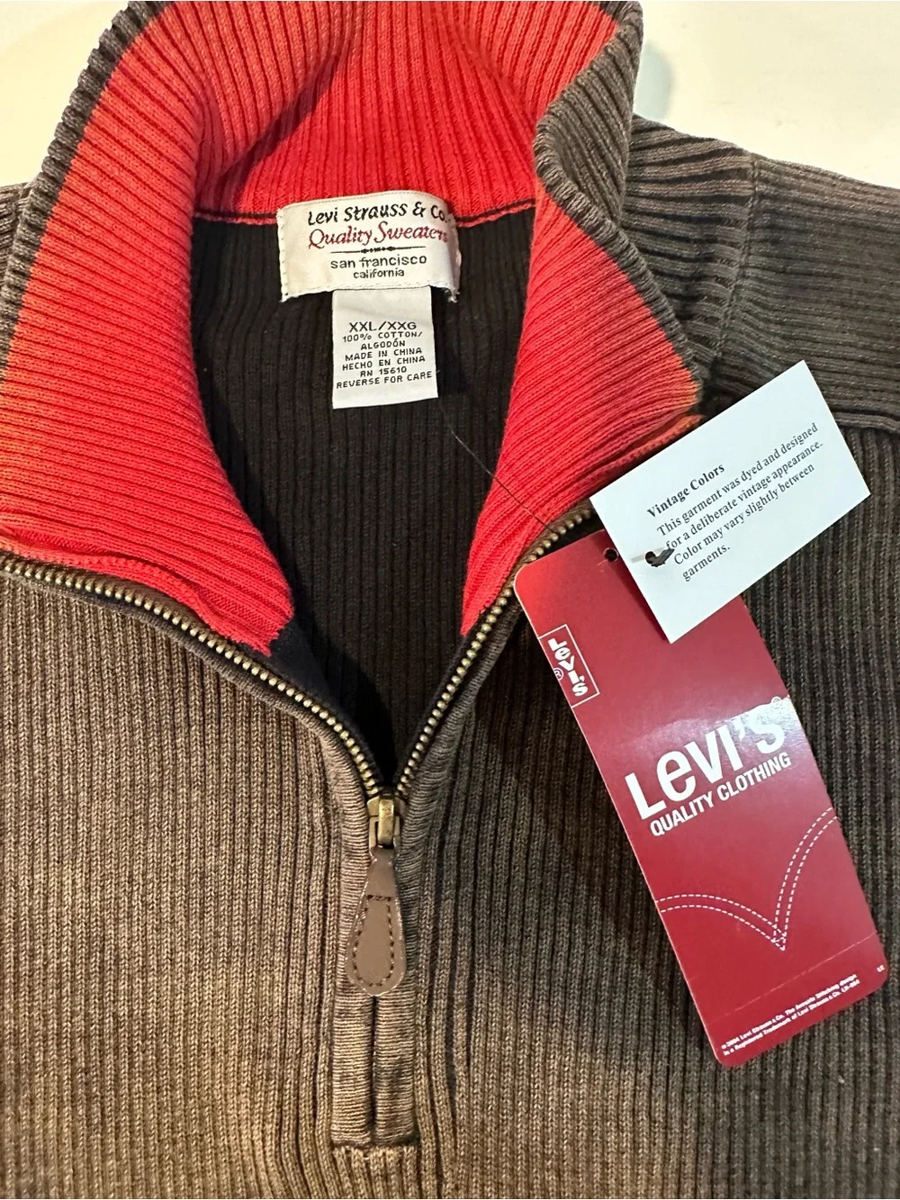 Levi’s vintage brown sweater New With Tags, men’s size XXL